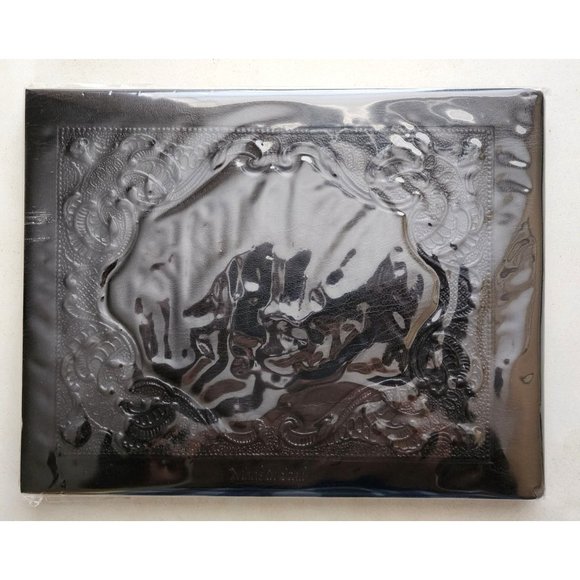 Guest Book Leather Bound Black Gold Embossed Border Italian (8.5" x 10.5") NEW - Picture 5 of 7